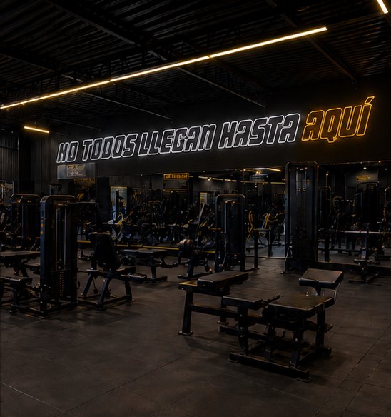 Sala de máquinas de Open Gym, con el mural «No todos llegan hasta aquí»